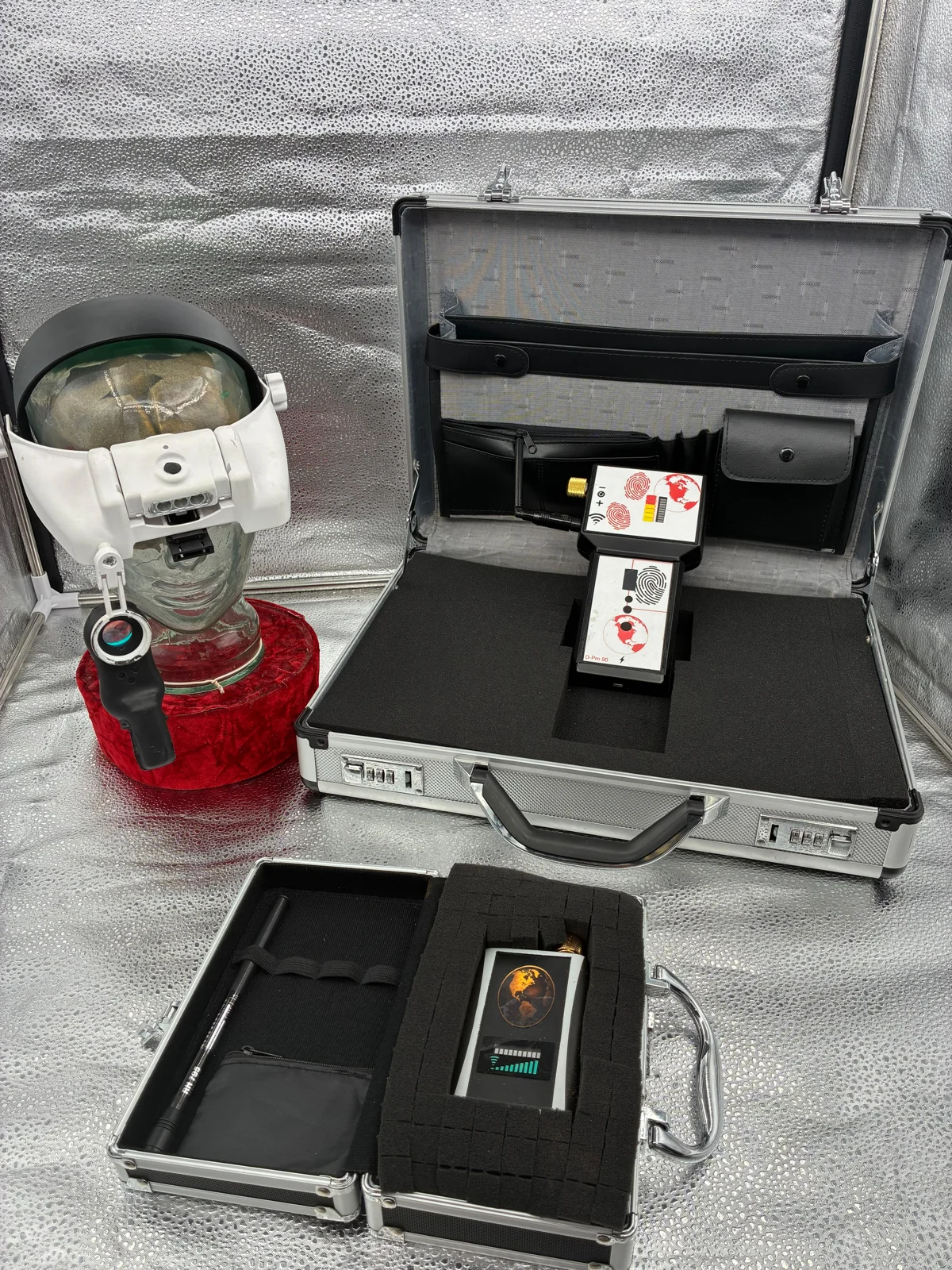 Counter-surveillance equipment and open cases presented at SPY WORLD