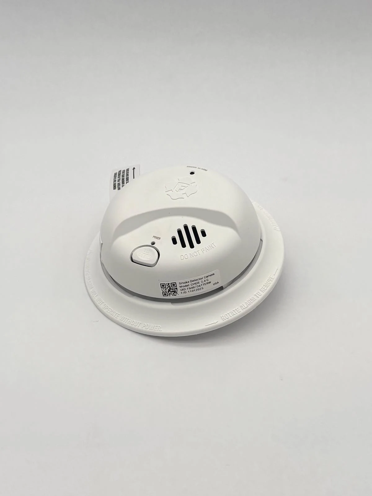 Smoke alarm camera: front view